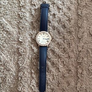 Catherine Malendrino Elegant Blue Leather Strap Watch